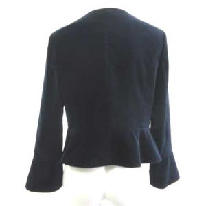 TOCCA ベロア ノーカラージャケット フレアスリーブ ネイビー 紺 0