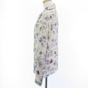 Chloe シルク ブラウス シースルー フランス製 花柄 総柄 白系 ホワイト バイオレット T36 S位