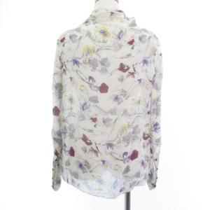 Chloe シルク ブラウス シースルー フランス製 花柄 総柄 白系 ホワイト バイオレット T36 S位
