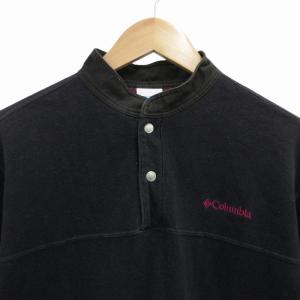Columbia スウェットシャツ トレーナー ヘンリーネック ロゴ刺繍 長袖 S 黒 ブラック