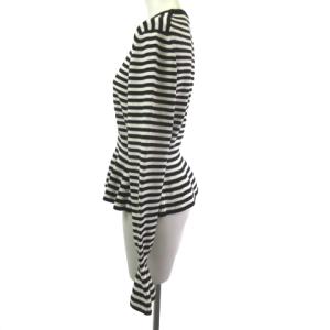 Max Mara 白タグ ニット セーター ボーダー ペプラムヘム フレアスリーブ 長袖 白 黒 ホワイト ブラック