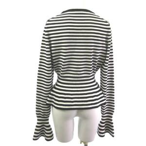 Max Mara 白タグ ニット セーター ボーダー ペプラムヘム フレアスリーブ 長袖 白 黒 ホワイト ブラック