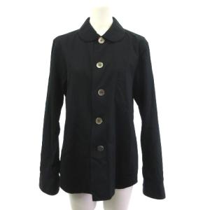 シャツ ブラウス ラウンドカラー 長袖 ネイビー 紺 M