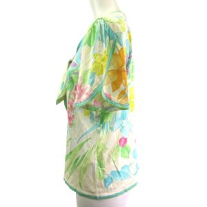 LEONARD FASHION ファッション カットソー 花柄 リボン 半袖 グリーン ピンク M