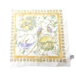 タグ付き スカーフ コットン 鳥柄 オフホワイト