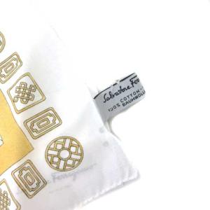 Salvatore Ferragamo タグ付き スカーフ コットン 鳥柄 オフホワイト