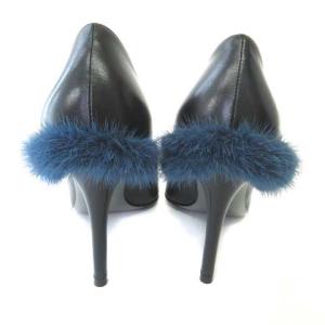 FENDI パンプス シューズ ファー ポインテッドトゥ ハイヒール レザー ブラック 黒 37 24cm