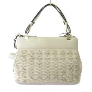 美品◇BVLGARI ブルガリ イザベラ・ロッセリーニ ハンドバッグ レザー 白 BVLGARI ブルガリ イザベラ ロッセリーニ ハンドバッグ