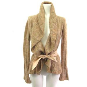 美品 銀タグ カーディガン フリル コットン モヘア ウエストマーク ピンク S