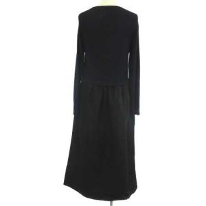 SHIPS ワンピース ロング ニット ドッキング 長袖 ネイビー ブラック S