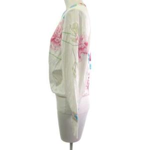 LEONARD FASHION ファッション カットソー リブ切替 花柄 長袖 白 ホワイト M