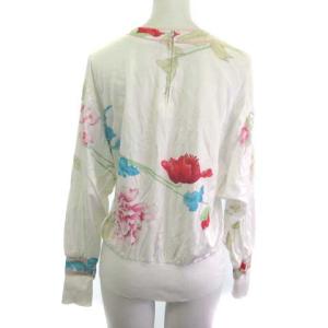 LEONARD FASHION ファッション カットソー リブ切替 花柄 長袖 白 ホワイト M