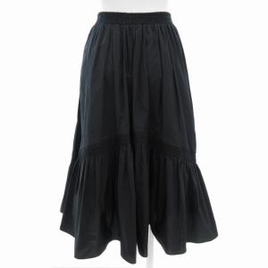 Ermanno Scervino ギャザースカート フレアスカート ひざ丈 ストレッチ 36 S 黒 ブラック