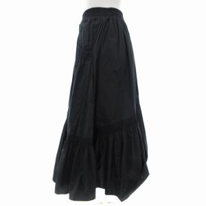 Ermanno Scervino ギャザースカート フレアスカート ひざ丈 ストレッチ 36 S 黒 ブラック