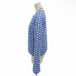 Ermanno Scervino ダブルジップブルゾン ジャケット ドット柄 裏地デコレーション 40 M 青 ブルー 白 ホワイト