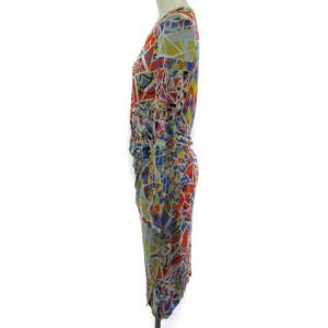 Emilio Pucci ワンピース シルク混 ロング 長袖 幾何学柄 総柄 オレンジ 42