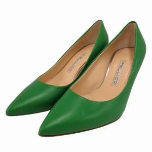 パンプス レザー ポインテッドトゥ 36.5 23.5cm 緑 グリーン