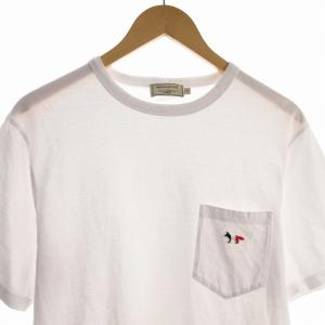 Maison Kitsuné トリコロール フォックスヘッド パッチ ポケット Tシャツ 半袖 S 白 ホワイト