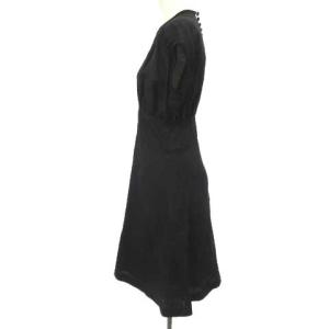 Mame Kurogouchi MM17AW-DR007 ワンピース ひざ丈 シルク混 フレンチスリーブ ブラック 黒 1