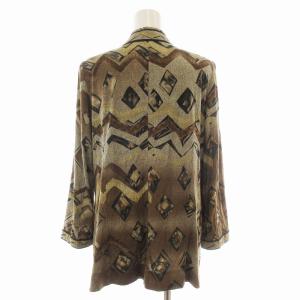 LEONARD FASHION ファッション ジャケット 肩パッド 総柄 ひし形柄 L 茶 ブラウン グレー
