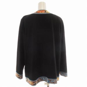 LEONARD FASHION ファッション カーディガン 肩パッド 花柄 LL 黒 ブラック