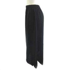 JURGEN LEHL ロングスカート ウール シルク イレギュラーヘム ウエストゴム ブラック 黒 M