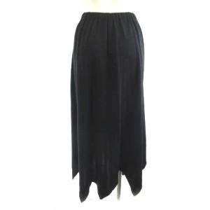 JURGEN LEHL ロングスカート ウール シルク イレギュラーヘム ウエストゴム ブラック 黒 M