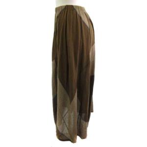 JURGEN LEHL ロングスカート コットン ストライプ ウエストゴム ブラウン 茶