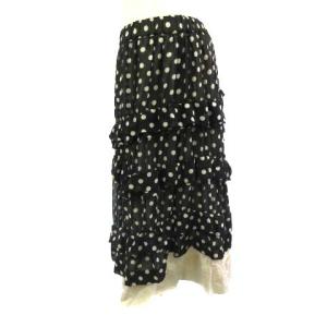 COMME des GARCONS スカート ひざ丈 ドット柄 ティアード ダメージ 穴あき ブラック 黒 M