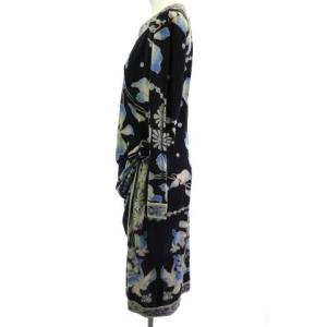 LEONARD FASHION ファッション ワンピース ひざ丈 花柄 ブラック 黒 L