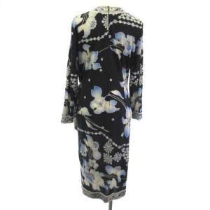 LEONARD FASHION ファッション ワンピース ひざ丈 花柄 ブラック 黒 L