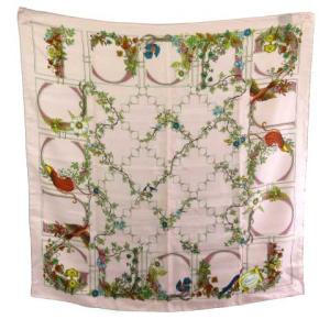 スカーフ フローラ 花柄 シルク ロゴ ピンク 323150 3G001