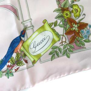 GUCCI スカーフ フローラ 花柄 シルク ロゴ ピンク 323150 3G001