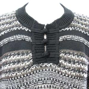 Y's 22SS ショート丈 プルオーバーニット カギ針 半袖 ブラック グレー 2 YI-K78-053