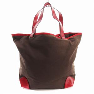 ANYA HINDMARCH トートバッグ プリント 鹿 キャンバス レザー 鞄 茶色 ブラウン 赤 レッド