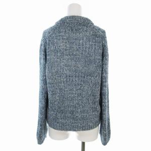 CIVIDINI カーディガン ニットジャケット 襟付き 長袖 44 L 青 ブルー