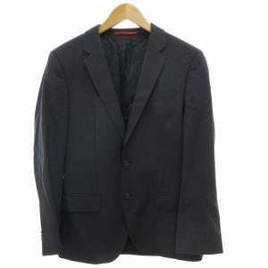 HUGO BOSS シングル スーツ セットアップ 上下 テーラードジャケット パンツ 2B サイドベンツ センタープレス 46 XL 紺 ネイビー