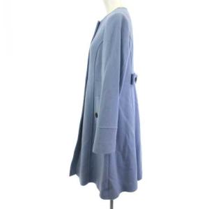 BLUE LABEL CRESTBRIDGE 23AW ウール ロングコート ノーカラー シングル ブルー 38