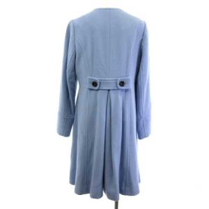 BLUE LABEL CRESTBRIDGE 23AW ウール ロングコート ノーカラー シングル ブルー 38