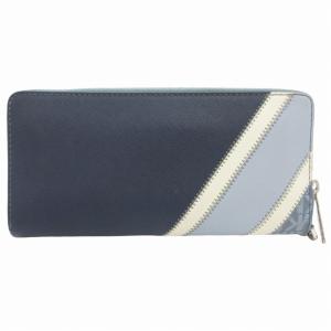 MICHAEL KORS オーガナイザー 長財布 ウォレット カード入れ ラウンドファスナー ロゴ PVC 青 ブルー 白 ホワイト