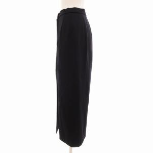 LEONARD FASHION ファッション 美品 タイトスカート ミモレ ロング フロントジップ XS 紺 ネイビー