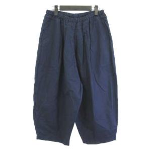 ガウチョパンツ ワイド クロップドパンツ イージー ネイビー 紺 QE-P030