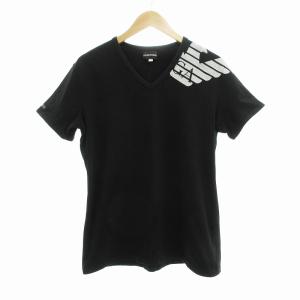 カットソー Tシャツ 半袖 プリント ラメ Vネック XXL 黒 ブラック