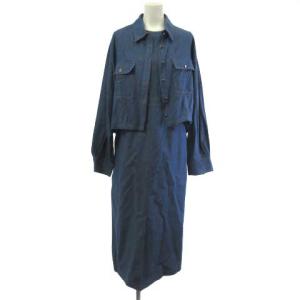 タグ付き 24SS セットデニムワンピース ワンピース ノースリーブ クロップドシャツ インディゴ 36 0324131165