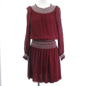美品 シルク ワンピース ひざ丈 赤 レッド 2 約M
