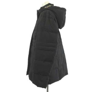 ダウンジャケット ジップアップ フーデット 2WAY ノバチェック 黒  
