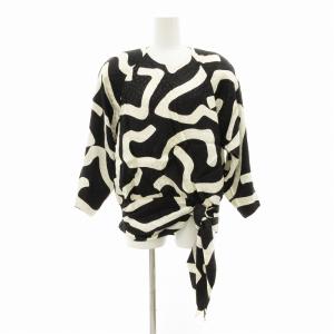 GIVENCHY ヌーベルブティック セットアップ ブラウス タイトスカート スカーフ付き 絹 シルク 総柄 10.5 L 白 ホワイト 黒