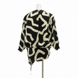 GIVENCHY ヌーベルブティック セットアップ ブラウス タイトスカート スカーフ付き 絹 シルク 総柄 10.5 L 白 ホワイト 黒