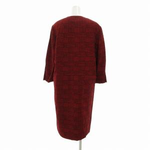GUCCI 美品 ヴィンテージ ワンピース ミモレ ロング 長袖 ウール 総柄 42 L 赤 レッド