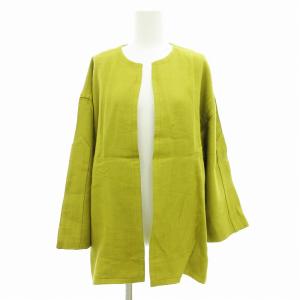ヌーベルブティック ノーカラージャケット リネン混 6 M 黄 イエロー
